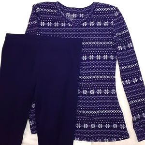 ClimateRight Cuddl Duds Cozy Navy Blue Pajama Set